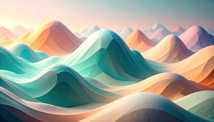 Poster - Abstract mountain landscape digital art vibrant colors conceptual environment aerial view nature inspiration
