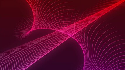 Poster - Tech inspired abstract motion background animation. Red light lines futuristic grid on red background. 4K Abstract twisted lines background