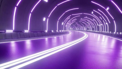 Poster - Stunning illuminated tunnel with vibrant purple lights creating a unique and enchanting atmosphere
