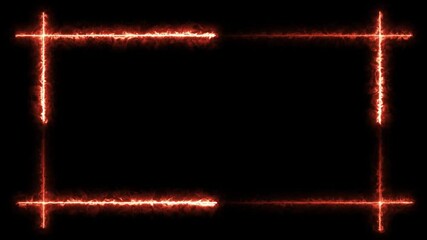 Poster - Glowing neon fire light flash, square, empty square geometric abstract animation. Abstract neon laser line empty picture frame background.