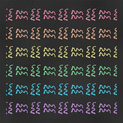 Wall Mural - Set of Horizontal Seamless Ornaments Chalk Drawn Sketches of Colorful Lines of Scribbles.