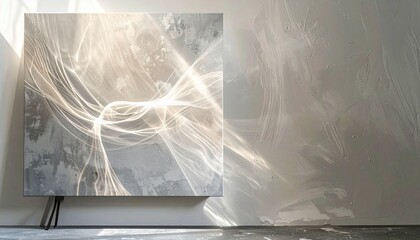 Poster - Artistic light reflection modern gallery digital artwork minimalist environment bright viewpoint contemporary concept