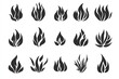 © Mufarokah - Black flame icons, graphic design elements, white background, web design