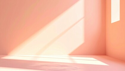 Poster - Morning light streaming through windows minimalist room digital art serene environment wide angle calm atmosphere