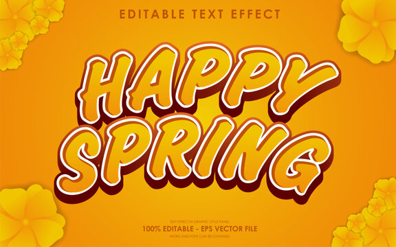 Editable Happy Spring 3D Text Effect