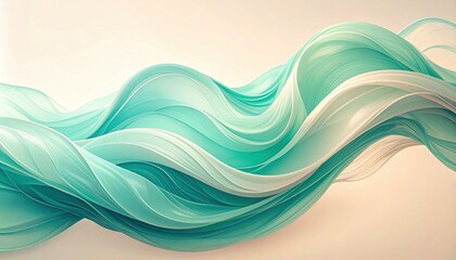 Poster - Flowing turquoise waves abstract art digital design soft background aesthetic viewpoint fluid motion concept