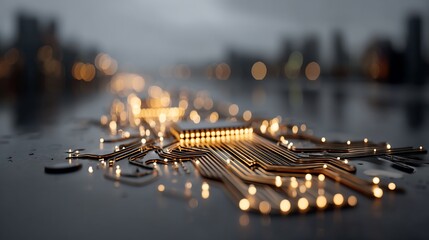 Poster - Illuminating Circuits: A Futuristic Cityscape Powered by Integrated Technology