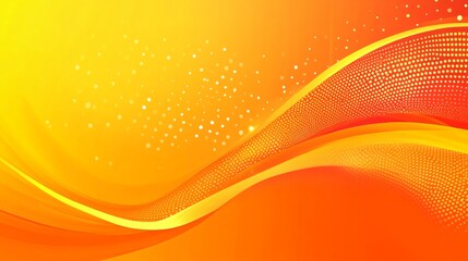 Wall Mural - mesmerizing abstract background with halftone dots blending into wavy lines in vibrant orange tones 