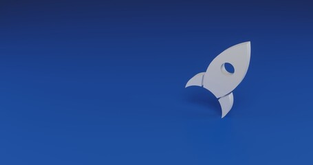Poster - Isolated realistic white rocket symbol with shadow. Located on the right side of the scene. 3d illustration on transparent background