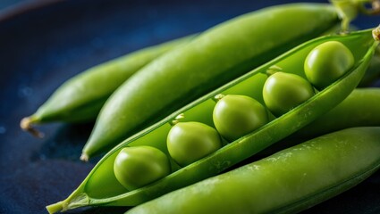 Poster - Green peas on black plate.