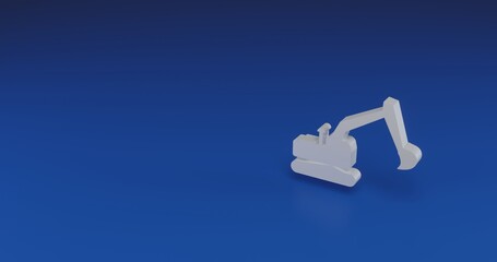Poster - Isolated realistic white excavator symbol with shadow. Located on the right side of the scene. 3d illustration on transparent background
