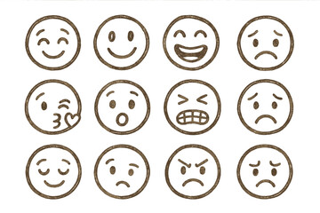Poster - Diverse expressions illustrated in a flat vector format capturing various emotions and feelings