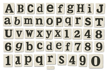 Poster - Wall art featuring vintage alphabet and number tiles arranged on a flat surface
