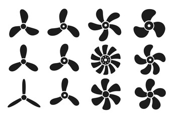 Poster - Various fan blade designs illustrated in a vector flat style showcasing creativity and function in dynamic forms