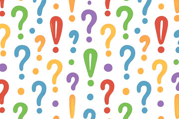 Leinwandbilder - Colorful vector illustration featuring question marks and exclamation points on a white background