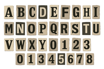 Poster - Unique vector flat illustration showcasing alphabet letters and numbers arranged in a creative layout