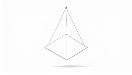 Poster - Suspended geometric structure modern art exhibit minimalist design indoor space 3d viewpoint creative concept