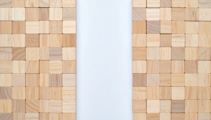 Poster - Wooden block arrangement interior studio photo minimalist design top-down view contemporary aesthetics
