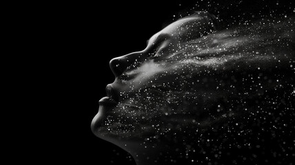 Aufkleber - This portrayal of consciousness merging with digital data, symbolizing humanity's quest for knowledge.