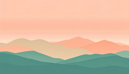 Poster - Soft sunset over rolling hills tranquil landscape digital artwork nature scene serene view minimalist design for relaxation