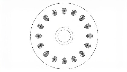 Poster - Circular arrangement of seeds botanical illustration nature minimalistic top view organic patterns