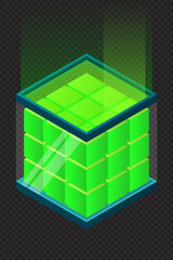 Poster - Isometric database. Isometric futuristic server. Big data isometric. Cloud computing and file cloud storage. Isometric technology