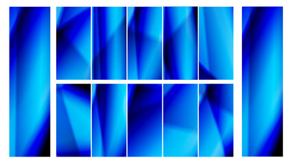 Poster - Abstract flowing shapes illustration, shades of blue and black, modern design