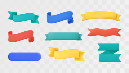 Leinwandbilder - 3d Ribbon Banner Text Box Plastic Title Strip Badge Curve Label Vector Design Set Tag Frame