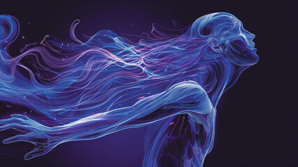 Aufkleber - This digital consciousness upload depicted as a flowing figure, symbolizing mental escape.