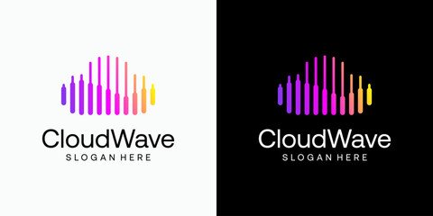 Poster - Cloud shape sound wave vector logo design with modern, simple, clean and abstract style. Icon for business, sound, entertainment and personal branding.