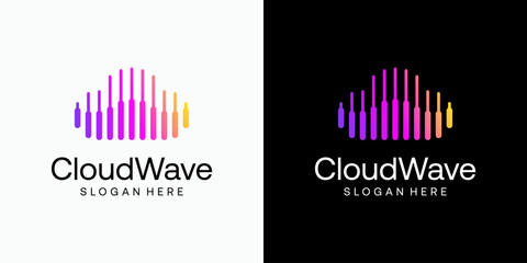 Poster - Cloud shape sound wave vector logo design with modern, simple, clean and abstract style. Icon for business, sound, entertainment and personal branding.