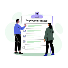 Canvas Print - A flat style illustration depicting employee feedback