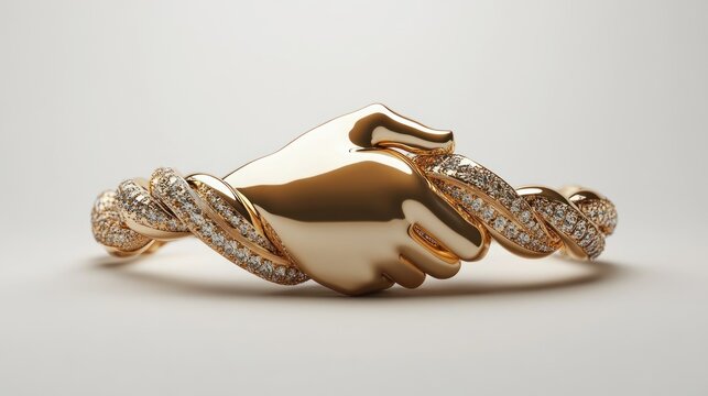 3D icon of a handshake, symbol of partnership, isolated white background