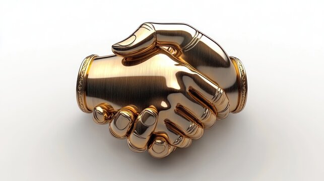 3D icon of a handshake, symbol of partnership, isolated white background