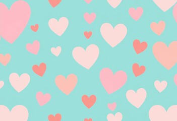 Wall Mural - Simple two-tone gender-neutral heart pattern Seamless vector background ideal for kids' nursery or Scandi-style prints, romantic, decor