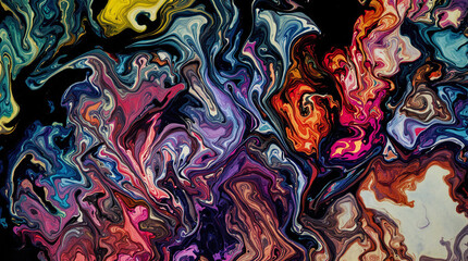 Poster - Abstract Fluid Art: A mesmerizing display of colors and fluid patterns creates an immersive visual experience, evoking a sense of artistic expression and dynamic movement.