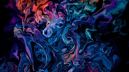Poster - Abstract Fluid Art: A captivating swirl of vibrant colors and fluid textures creates an alluring abstract artwork that inspires exploration and creativity. 