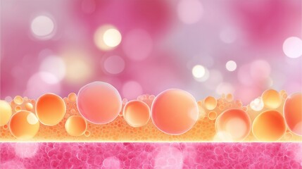 Poster - Colorful abstract representation of cellular structure showcasing bubbles and layers in a soft focus background