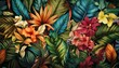 © RR 27 - tropical leaf and many flowers seamles pattern 8