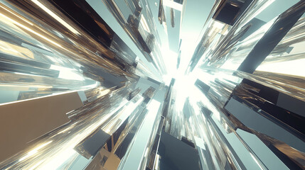 Poster - stunning view of abstract glass structures radiating light, creating surreal atmosphere