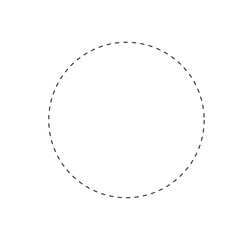 Fototapete - Dashed circle shape isolated on white background. Basic geometric round figure with dashed line. Cut here pictogram. Vector outline illustration.