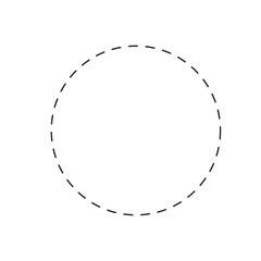Fototapete - Dashed circle shape isolated on white background. Basic geometric round figure with dashed line. Cut here pictogram. Vector outline illustration.