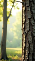 Wall Mural - brown branch on a light-colored background with some shadows, forest, tree trunks, wood