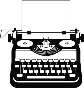 Vintage Typewriter, Minimalist Vector Art