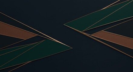 Poster - A black and gold background with green and brown triangles