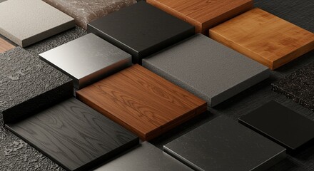 Poster - A collection of different colored wood and metal tiles