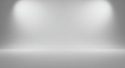 Poster - A large empty room with two lights on the ceiling