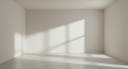 Poster - A large empty room with a window that lets in sunlight