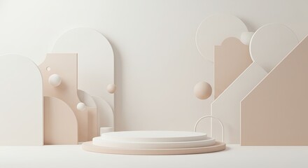Poster - A white background with a white stage and a white arch