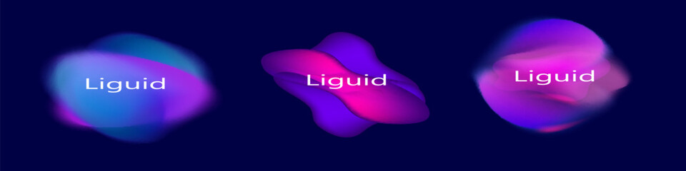 Wall Mural - set of gradient liquid shapes. fluid dynamic elements for your creative graphic design. vector illus
